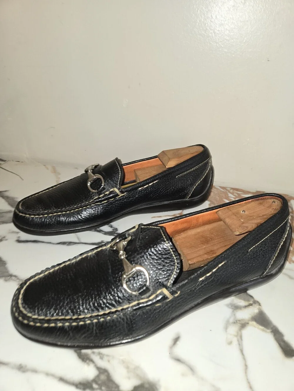 Martin Dingman Mens Pebbeled Leather Loafers  Size 10 1/2 M
